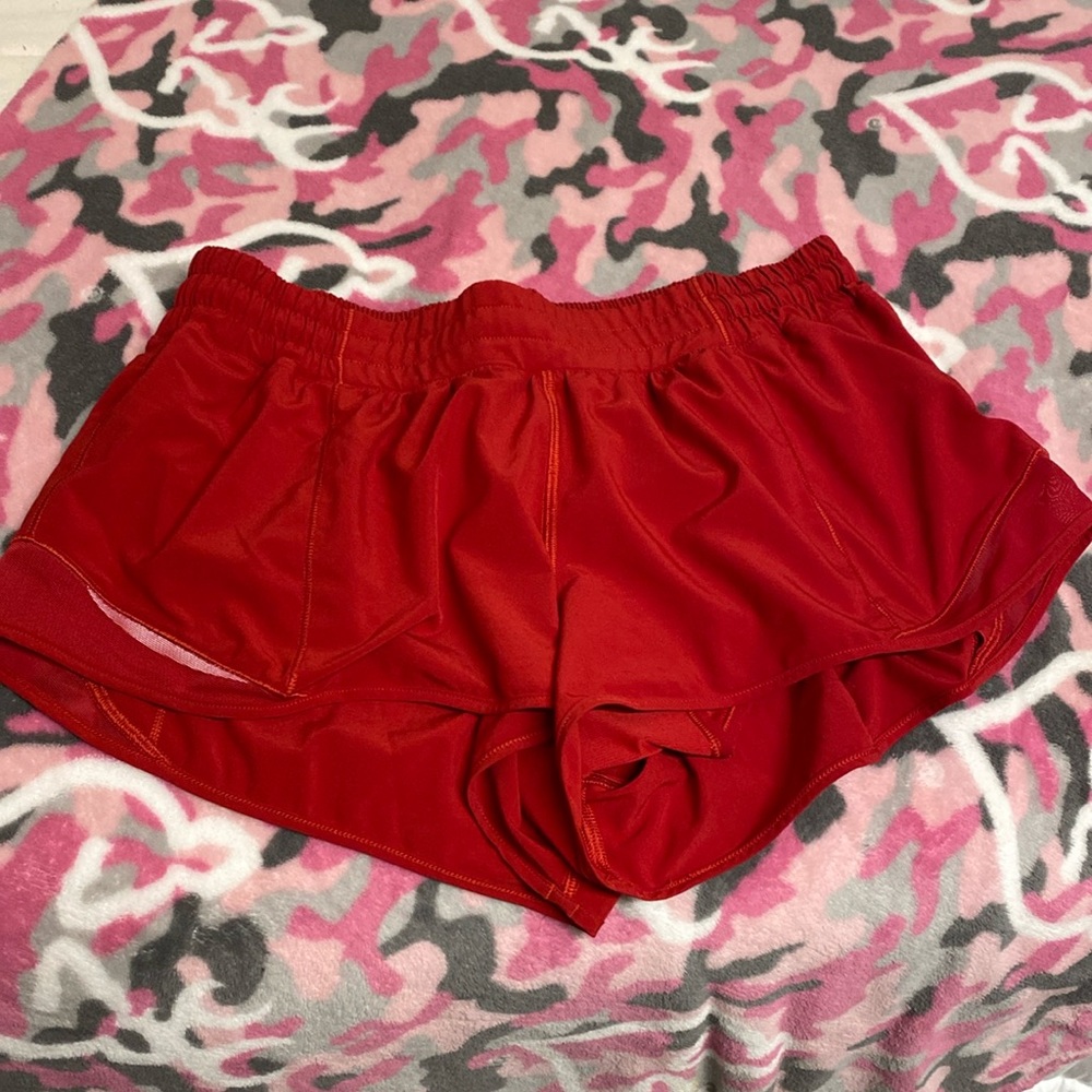 red hotty hot lululemon shorts